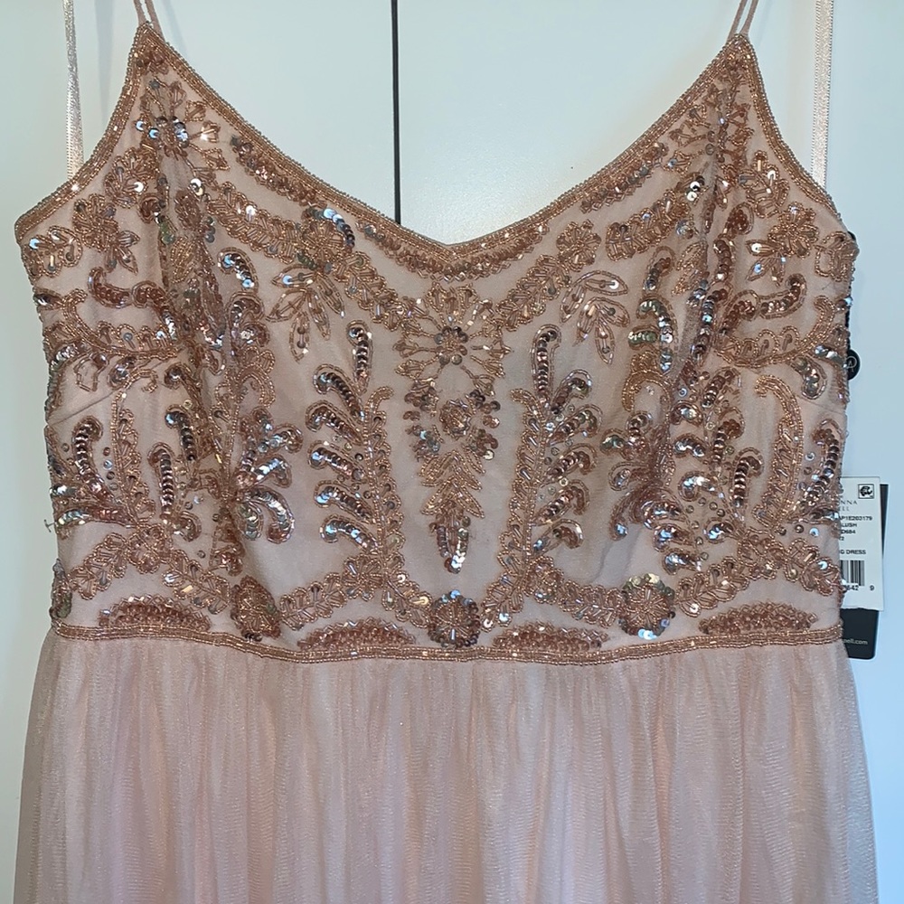 Adrianna Papell Long Sequined Gown - Blush